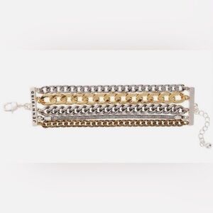 NWT: JENNY BIRD Austin Cuff Mixed Metal Stacked Layered Chain Bracelet